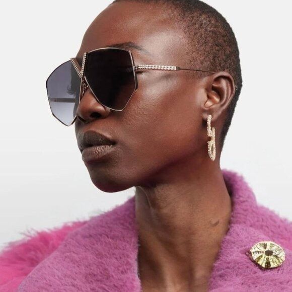 Valentino Valentino V-HEXAGON VLS-115A Sunglasses White Gold Aviator Size ONE SIZE - 2 Thumbnail