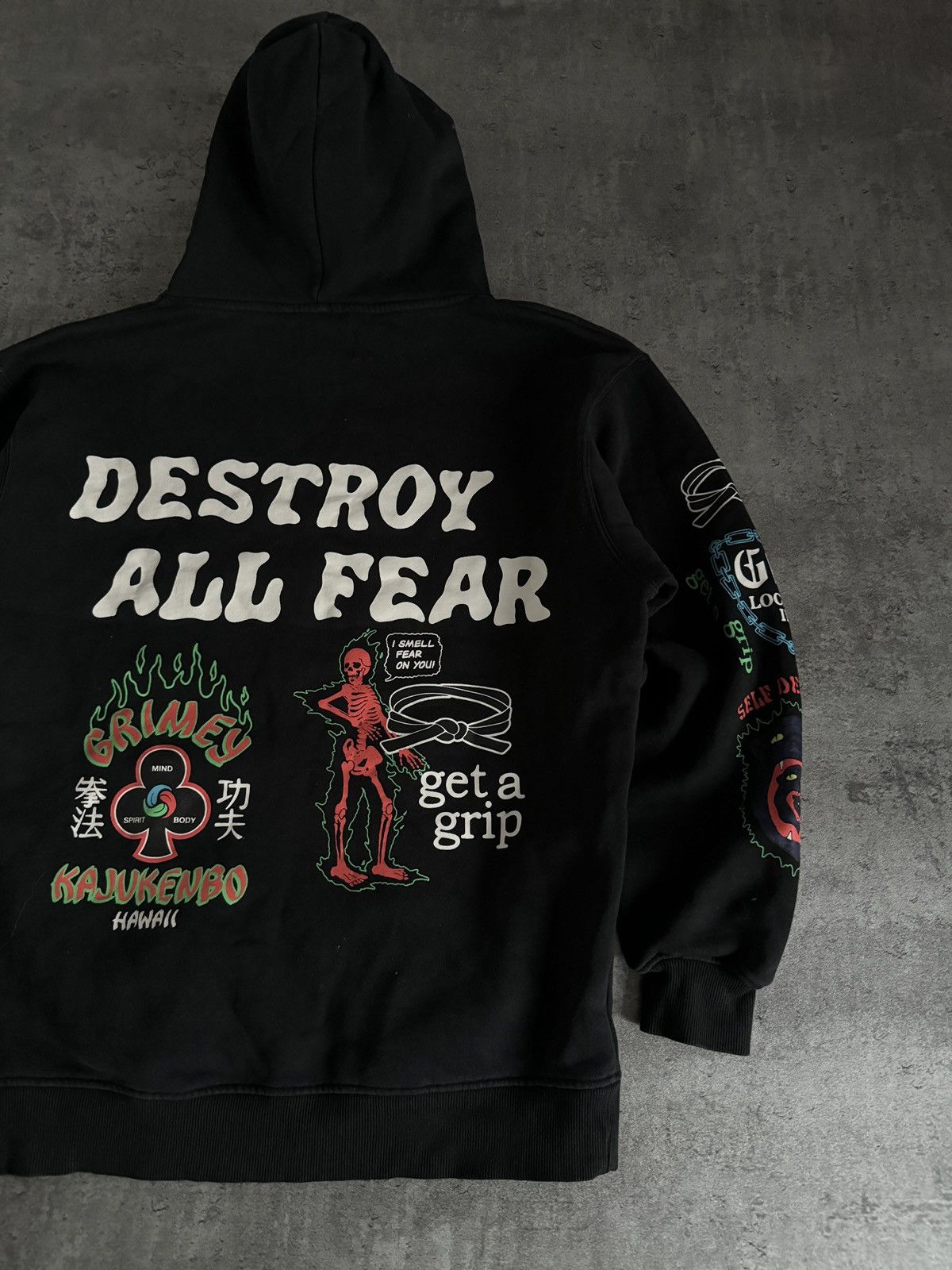 Japanese Brand Grimey Hoodie black y2k print logo boxy rap skate Size US XS / EU 42 / 0 - 2 Thumbnail