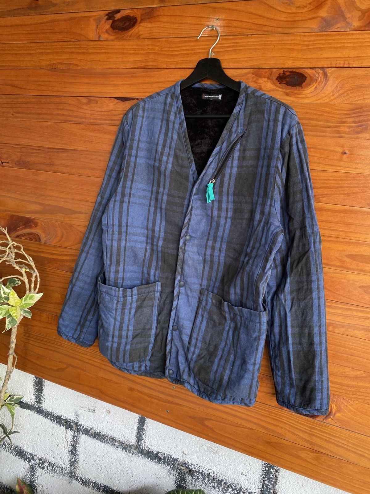Japanese Brand Tokyo Hemp Connection Blue Plaid Lined Jacket Avant Garde Size US M / EU 48-50 / 2 - 4 Thumbnail