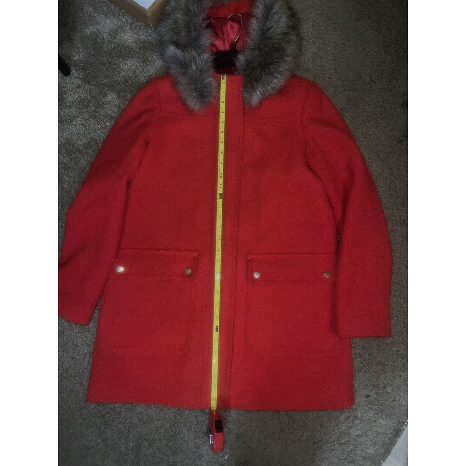 J.Crew J Crew Parka Jacket Coat Red Women’s Size 8 Wool Fur Hood Size M / US 6-8 / IT 42-44 - 10 Thumbnail