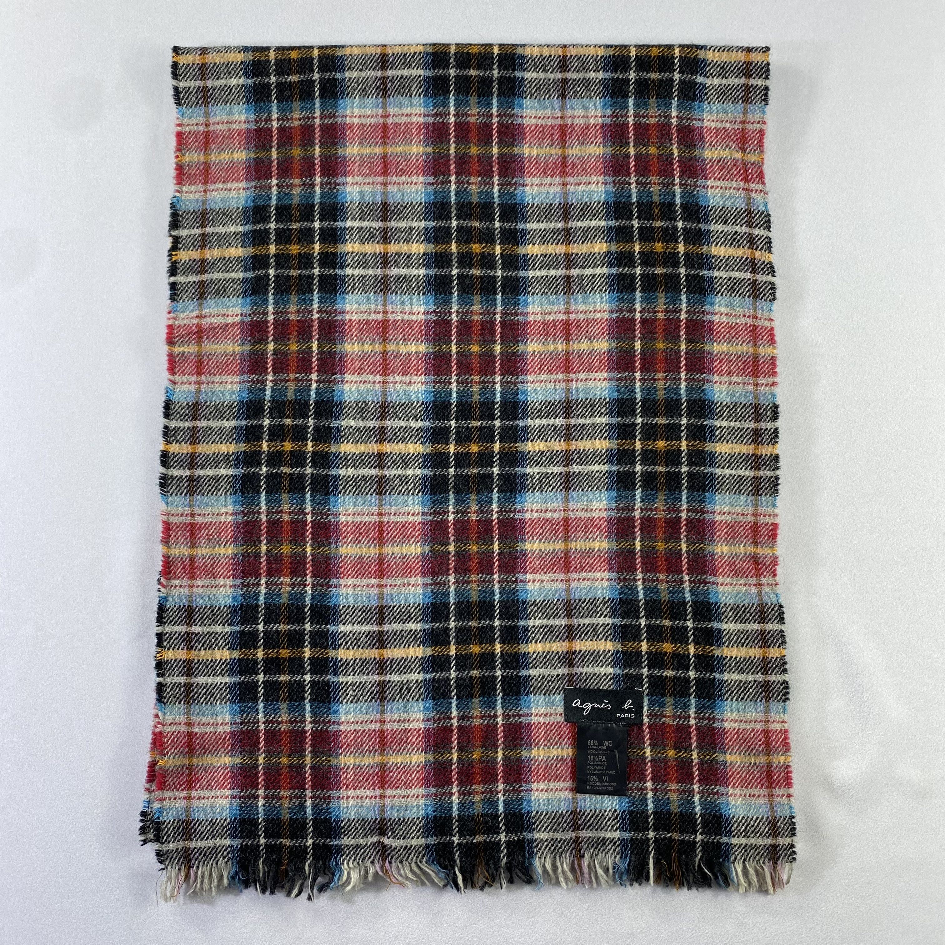 agnes b. Agnes B. Scarf Plaid Neck Wrap Wool Muffler Size ONE SIZE - 2 Thumbnail