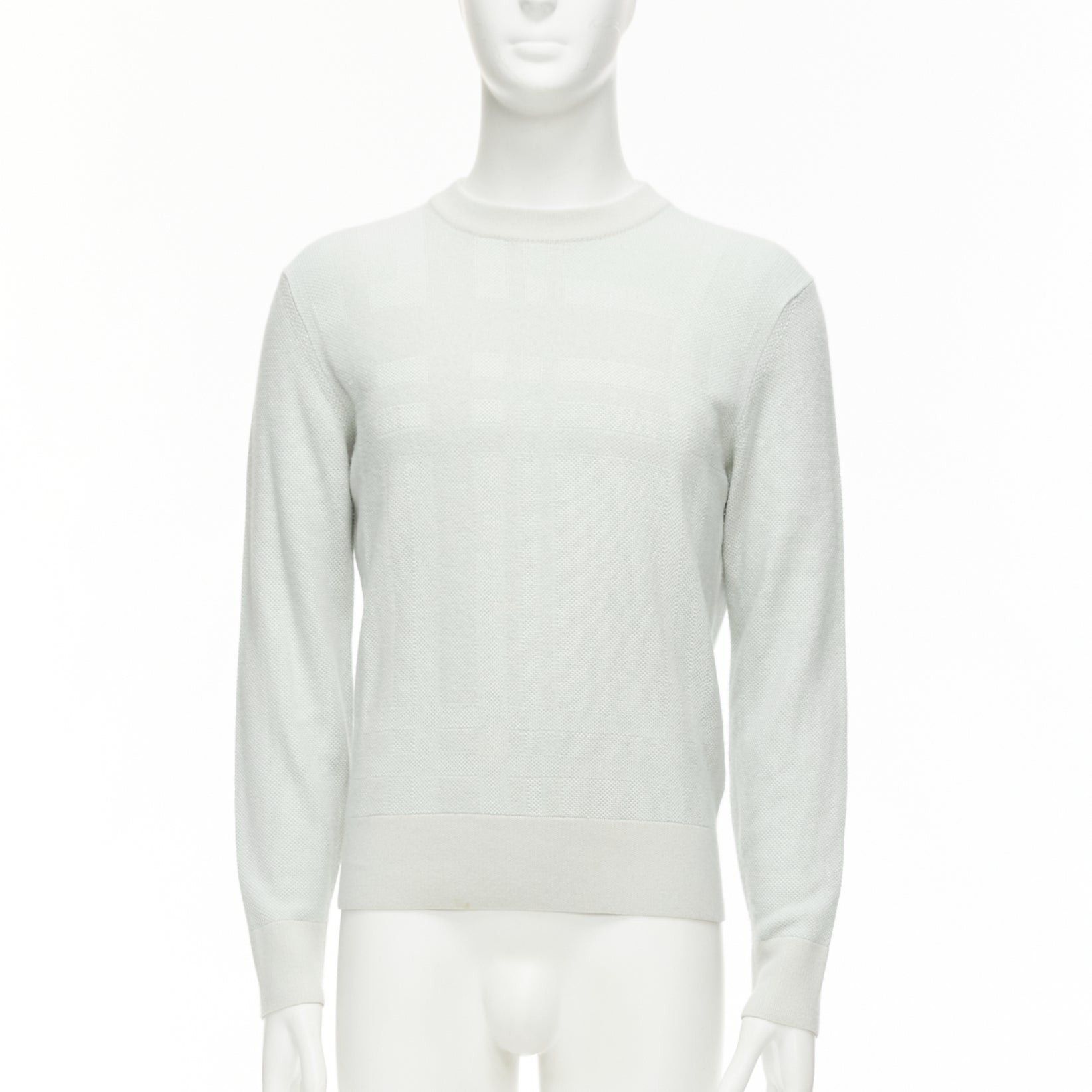 image of Loro Piana Light Green Silk Cashmere Big Checkered Knitted Sweater It48 M, Men's (Size Medium)