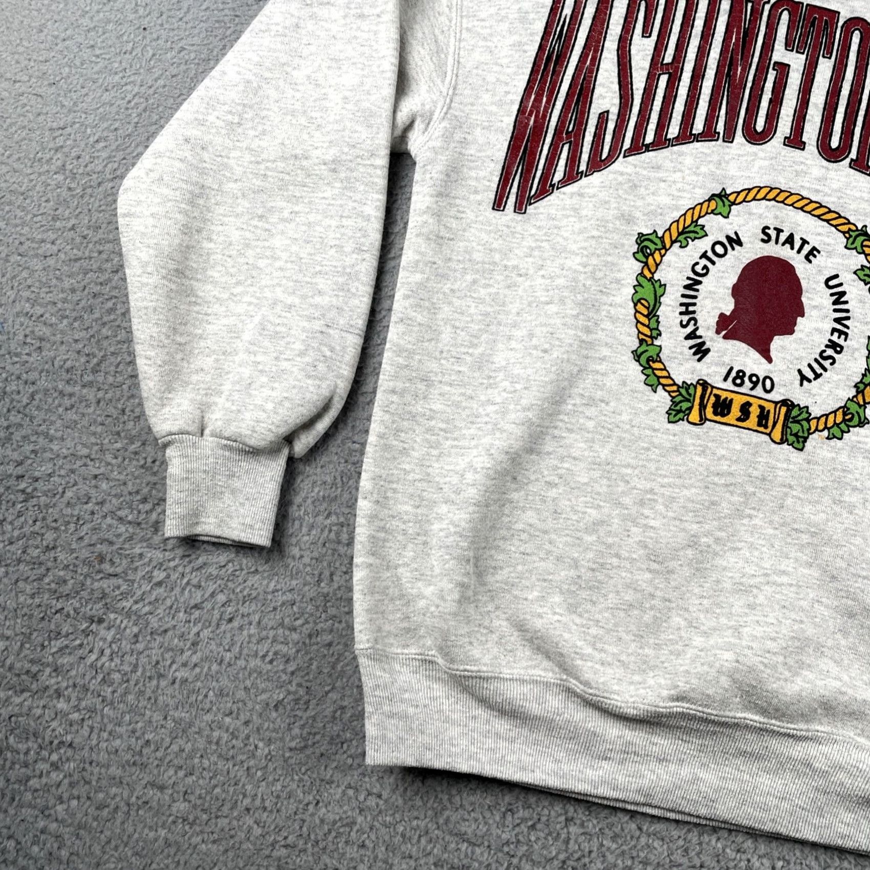 Jerzees VINTAGE Jerzees Sweatshirt White Medium M Adult Mens 90s University Washington State University USA Size US M / EU 48-50 / 2 - 7 Thumbnail