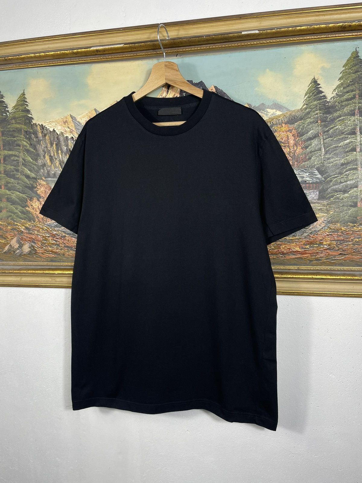 Designer × Prada Prada Black Basic Small Logo T-shirt Tee Short Sleeve Size US XXL / EU 58 / 5 - 2 Thumbnail