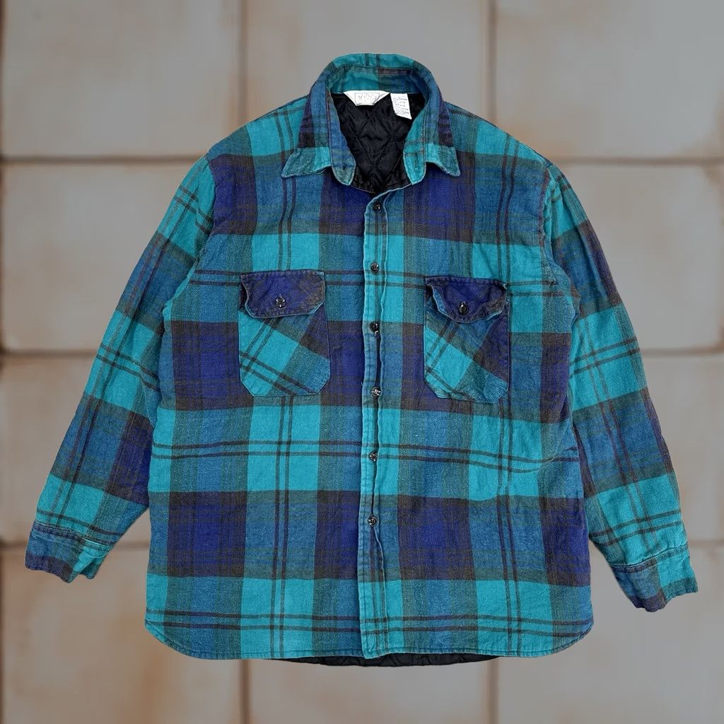 Sears VINTAGE Sears The Men’s Store Blue Plaid Flannel Quilted Lined Jacket Large 80s Size US L / EU 52-54 / 3 - 1 Thumbnail
