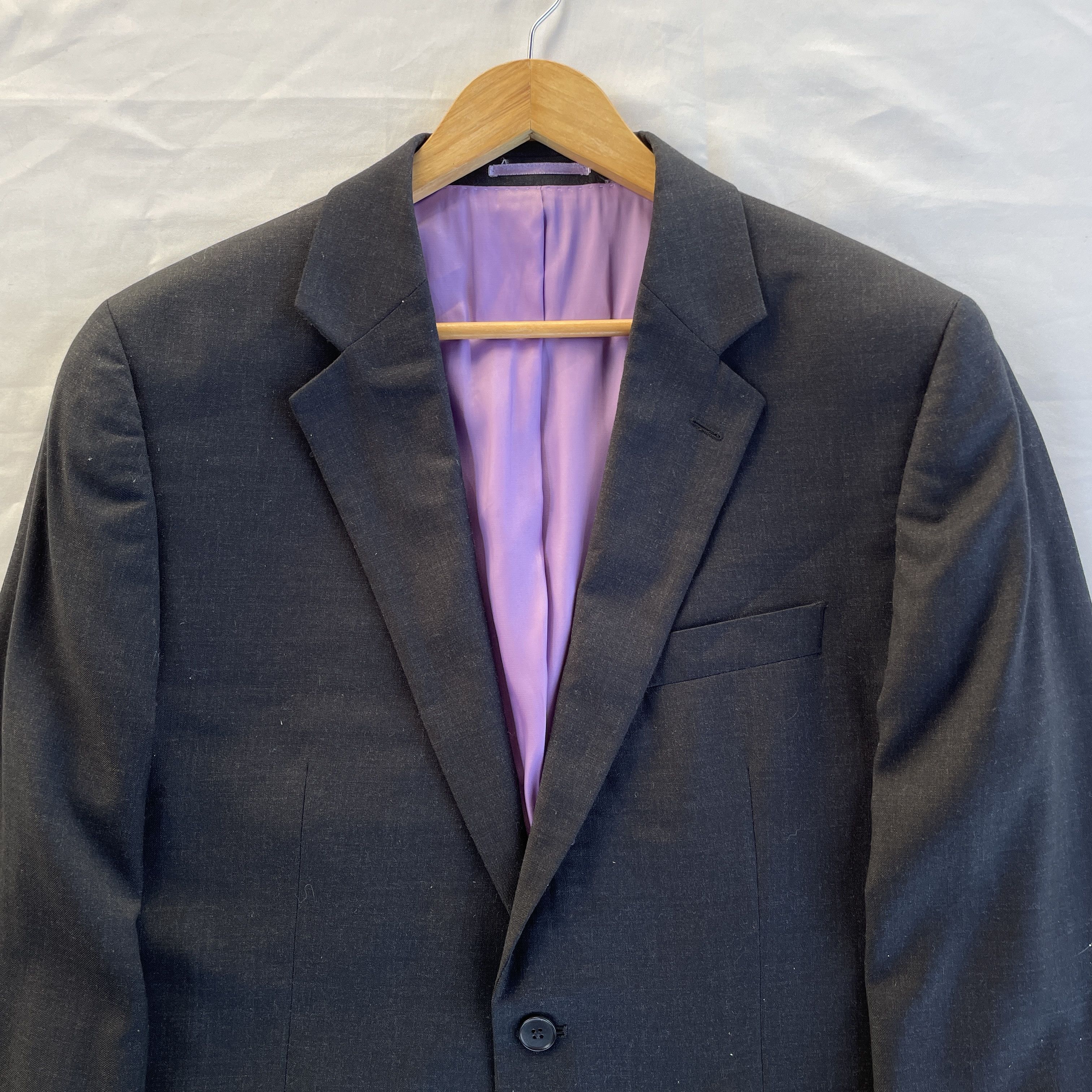 Charles Tyrwhitt Charles Tyrwhitt Solid Charcoal Gray Wool Suit Size 42R - 5 Thumbnail