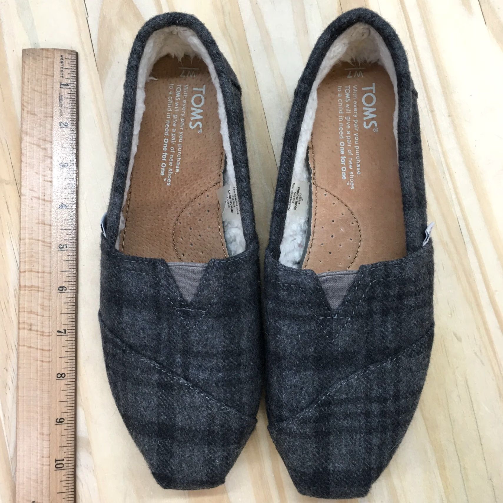 Toms TOMS Shies Womens 7 Classic Slip On Plaid Loafer Flats Gray Wool Blend 42L0512 Size US 7 / IT 37 - 5 Thumbnail