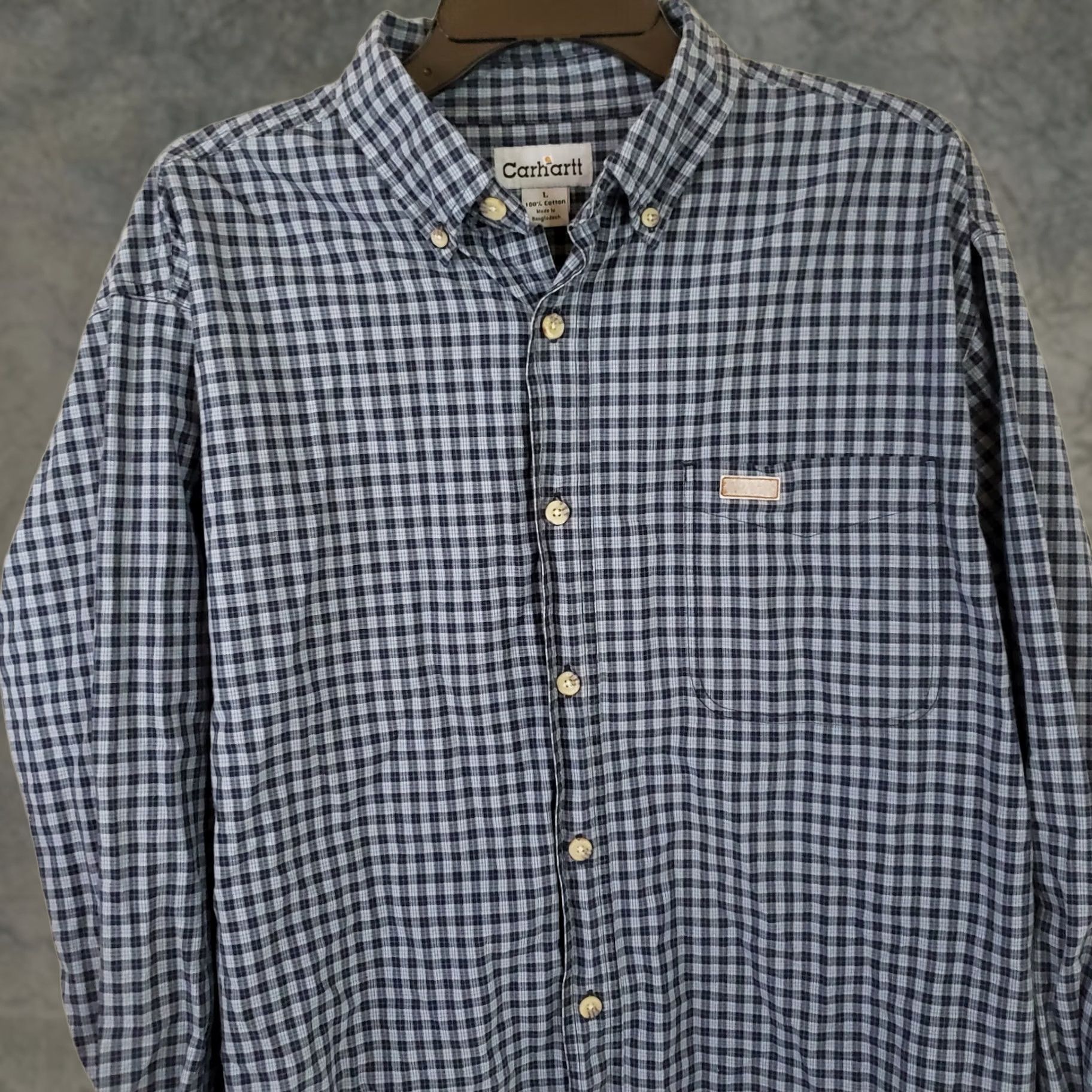 Carhartt Carhartt Work Shirt Relaxed Fit Men's L Blue Plaid Long Sleeve Button Front Size US L / EU 52-54 / 3 - 1 Thumbnail