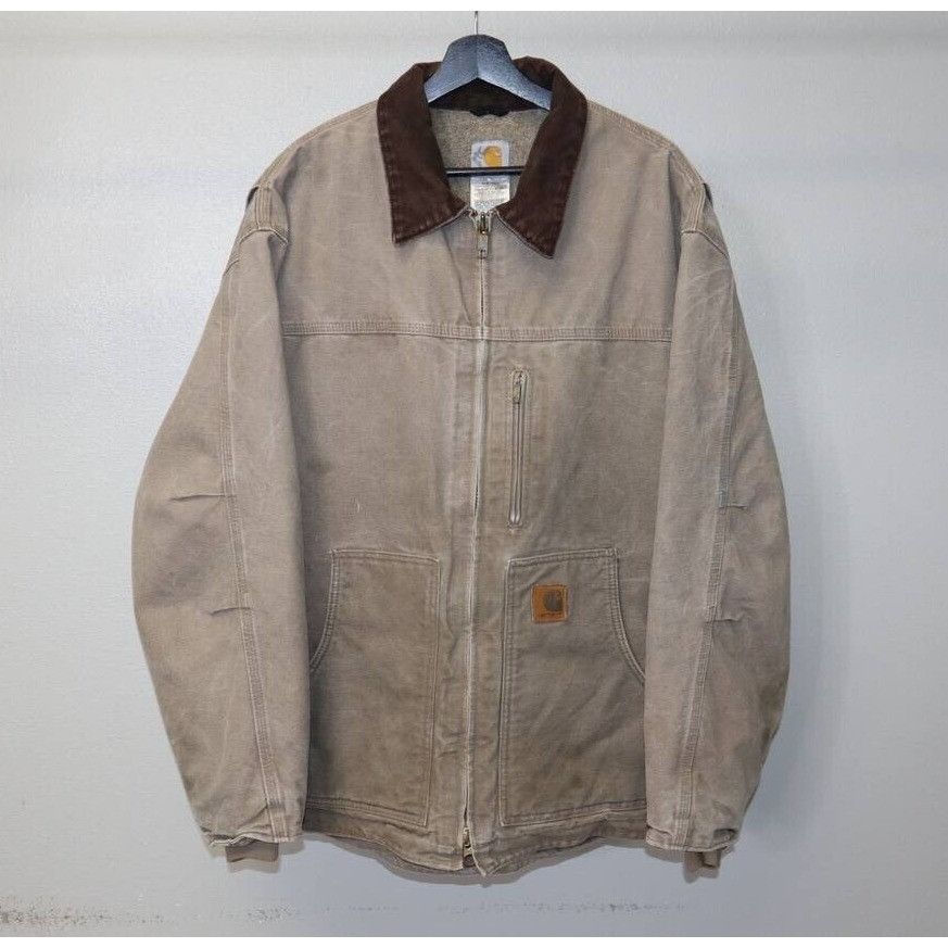 Vtg Carhartt Sherpa Lined Jacket C01 MUS Mushroom Size 2XL