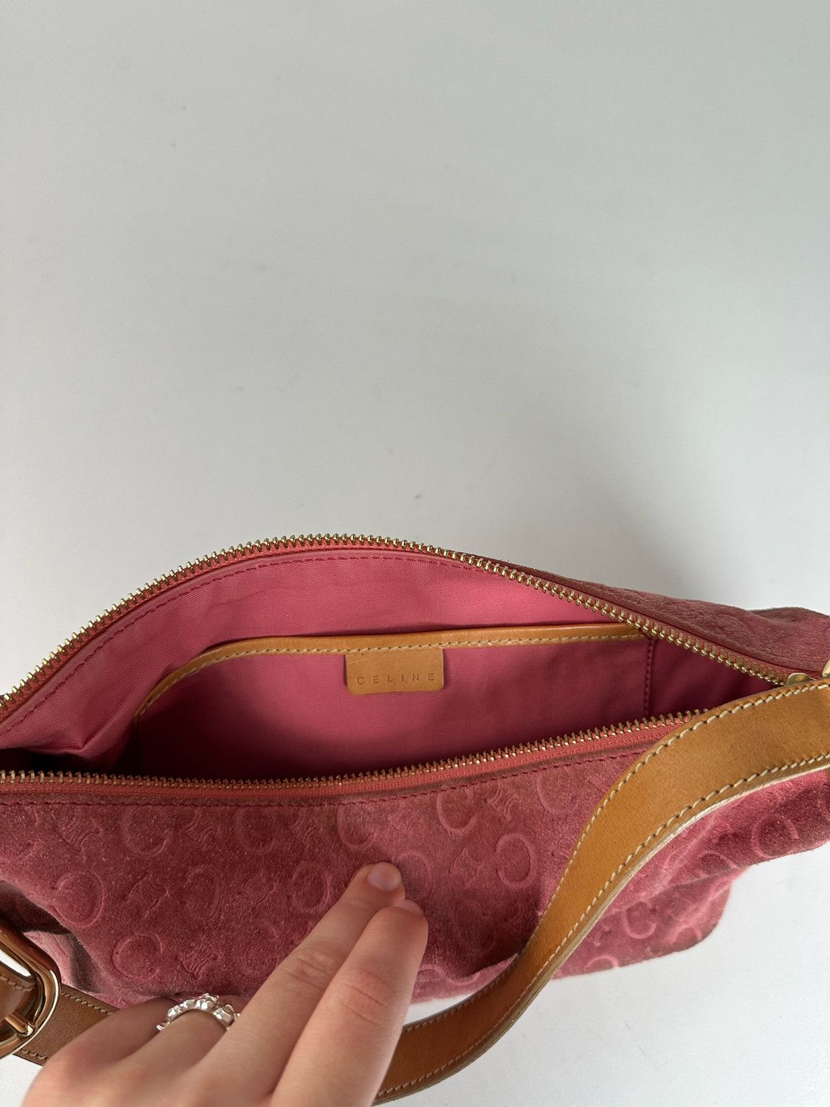 Celine Vintage Celine Paris Velour Leather Monogram Bag Orange Size ONE SIZE - 11 Thumbnail