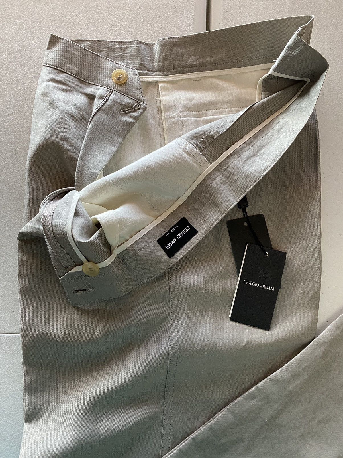 Giorgio Armani Giorgio Armani 🇮🇹 black label grey ramie slacks NWT Size US 34 / EU 50 - 6 Thumbnail
