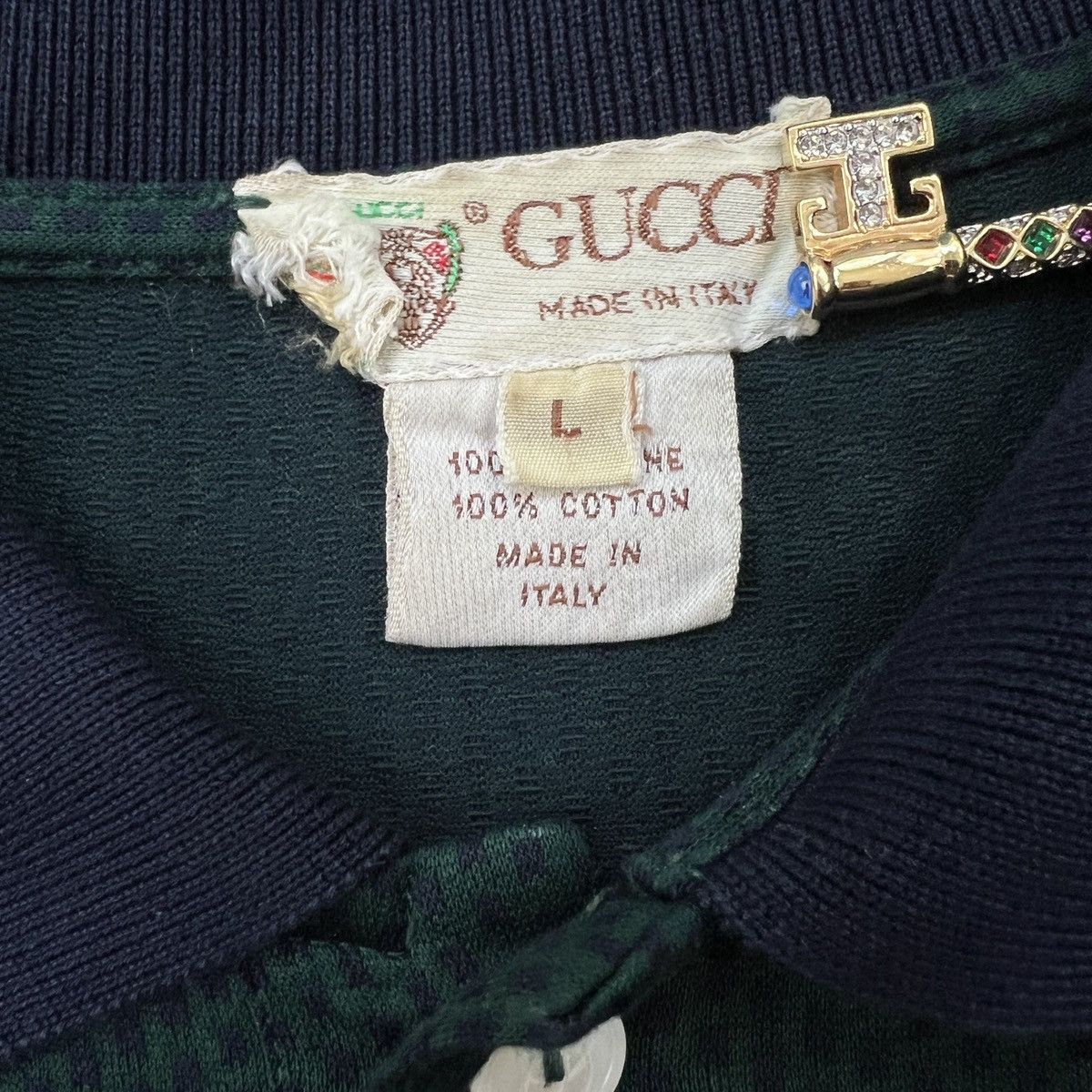 Gucci × Vintage Archive Vintage GUCCI Embroidered Logo Polo Tee Size US L / EU 52-54 / 3 - 6 Thumbnail