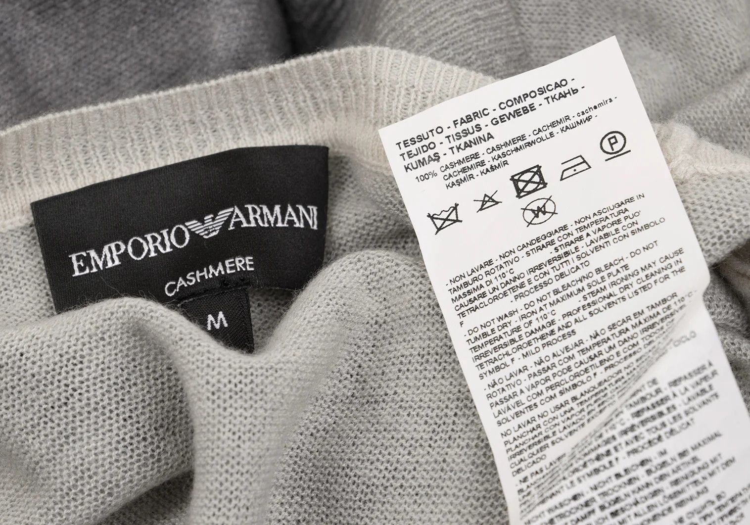 Emporio Armani Botanical Print Cashmere Knit in Light Gray M Size US M / EU 48-50 / 2 - 14 Thumbnail