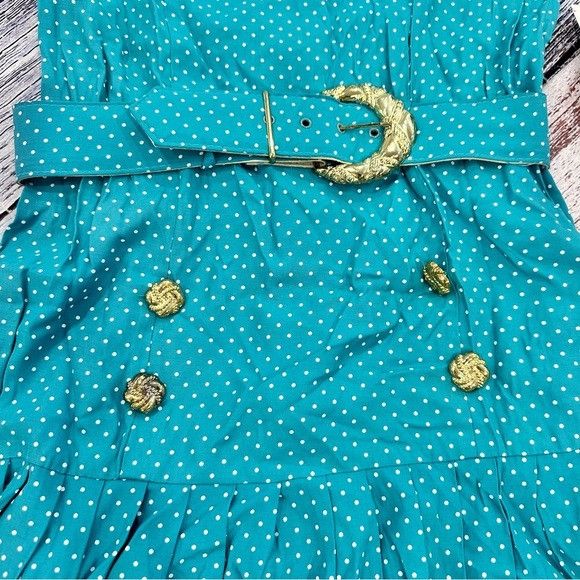 Vintage Vintage 90’s Teal Polka Dot Belted Dress “Blondie and Me” NW Size M / US 6-8 / IT 42-44 - 4 Thumbnail