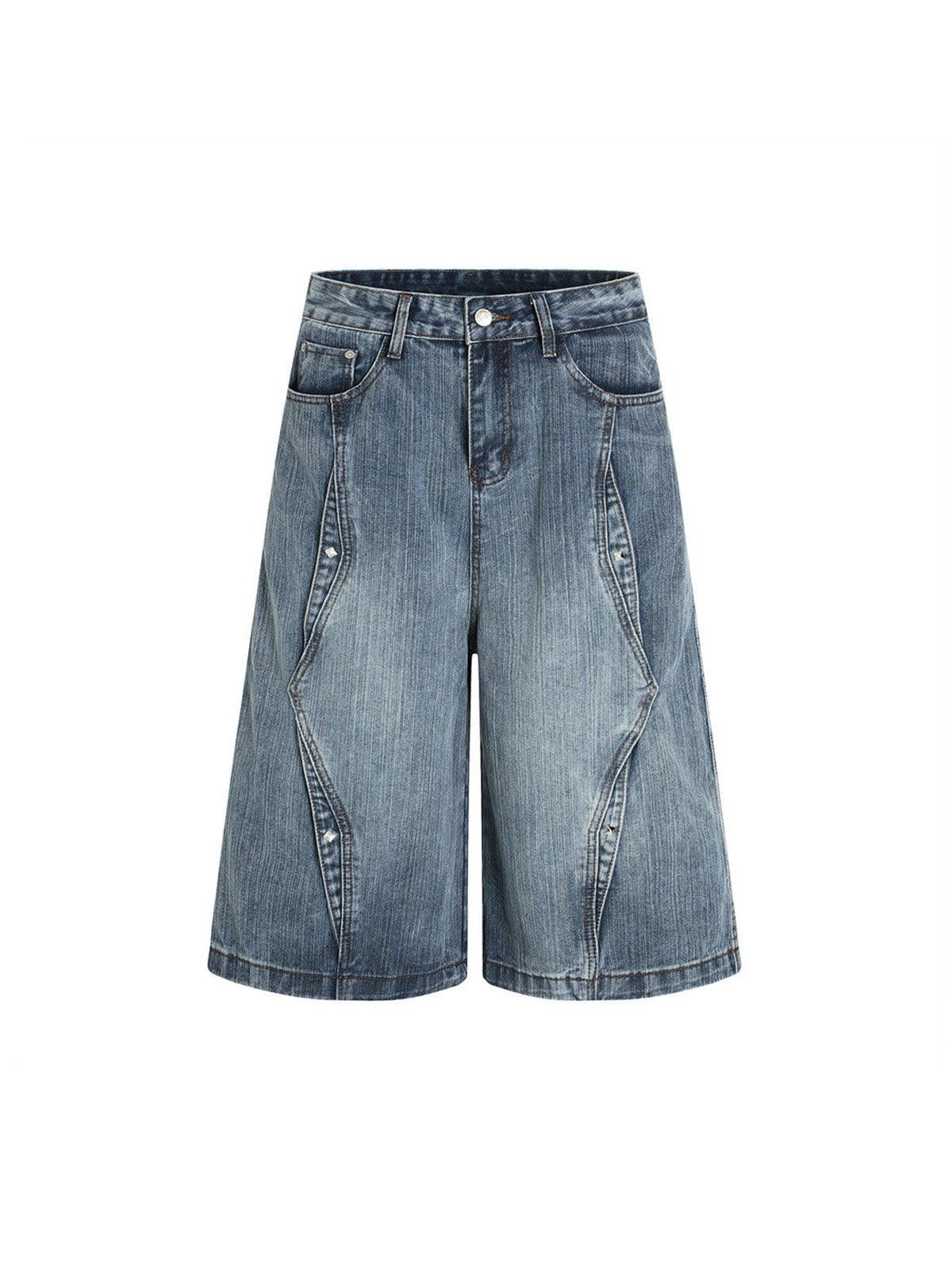 Japanese Brand Washed Distressed Deconstructed Riveted Jorts Size ONE SIZE - 1 Thumbnail