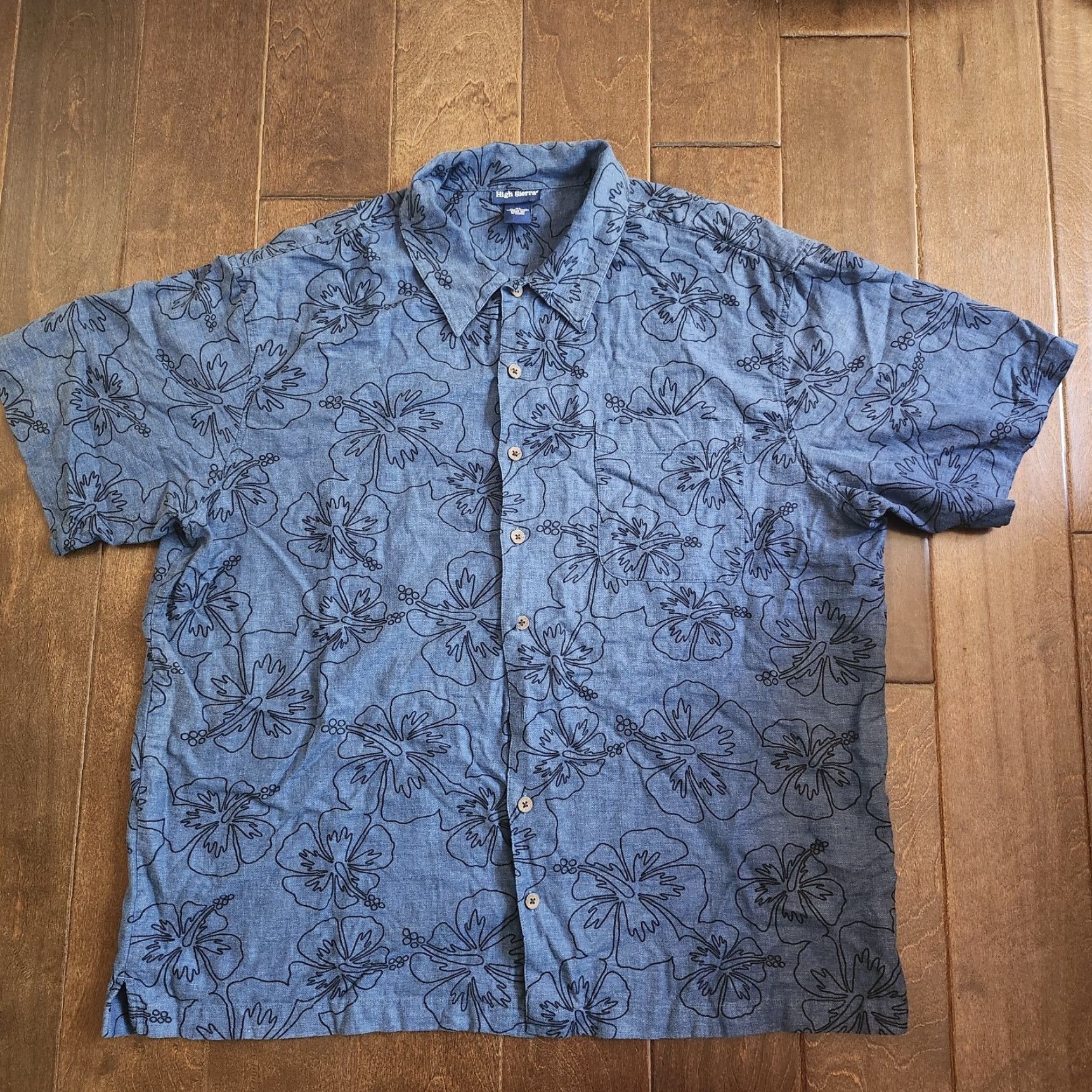 High Sierra High Sierra Shirt Floral Short Sleeve Button-Up XL Teens Boys Blue Linen Rayon Summer Spring Fall Moment Size US XL / EU 56 / 4 - 2 Thumbnail