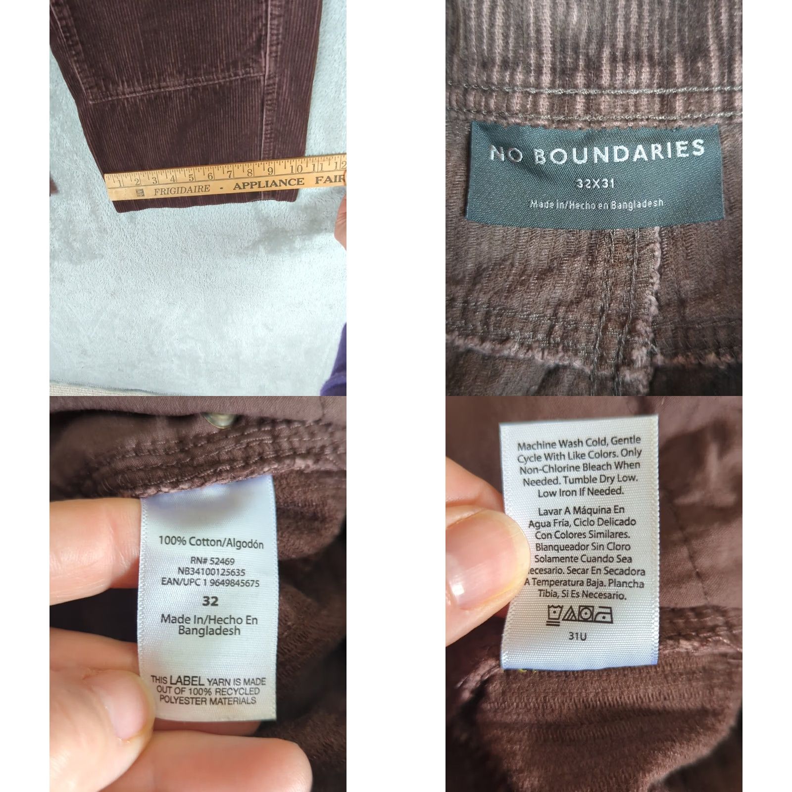 Vintage VINTAGE No Boundaries Corduroy Pants Baggy Double Knee Wide-Leg 32x29 Brown Mens 90s Grunge Skater Casual Baggy Style Carpenter Size US 32 / EU 48 - 9 Thumbnail