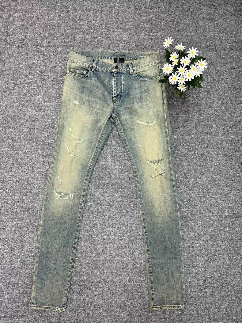 Saint Laurent Paris Saint Laurent Paris Distressed Destroyed Denim Jeans i Size US 31 - 1 Thumbnail
