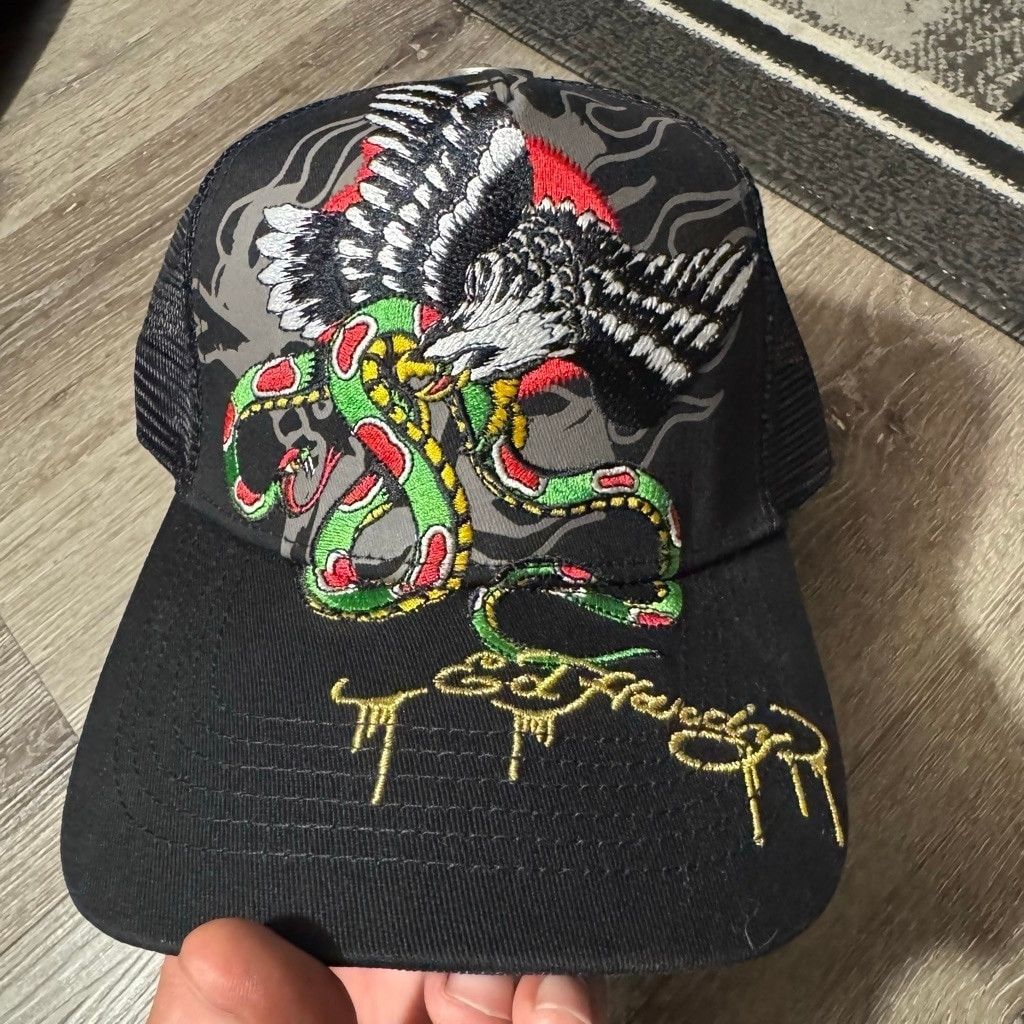 Ed Hardy Ed Hardy Black Green Eagle Snake Trucker Snapback Hat Size ONE SIZE - 2 Thumbnail