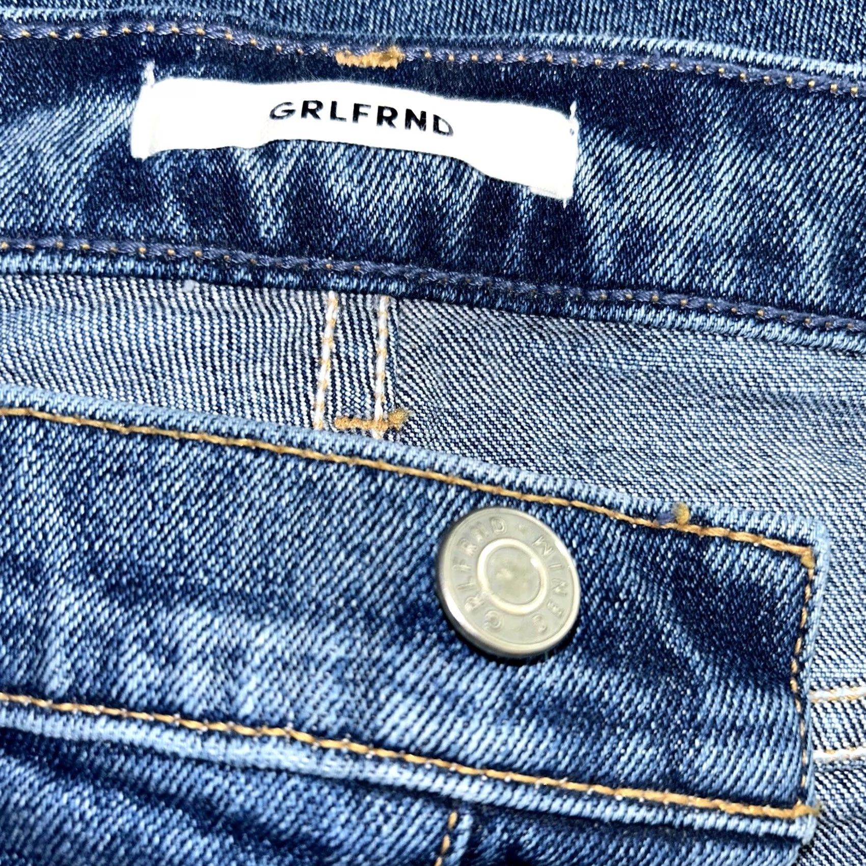 GRLFRND VINTAGE Grlfrnd Karolina Jeans Close to You Blue 29x27 90s USA Womens High Rise Denim Slim Fit 5-Pocket Cotton Buttons Logo Baggy? Size 29" - 5 Thumbnail