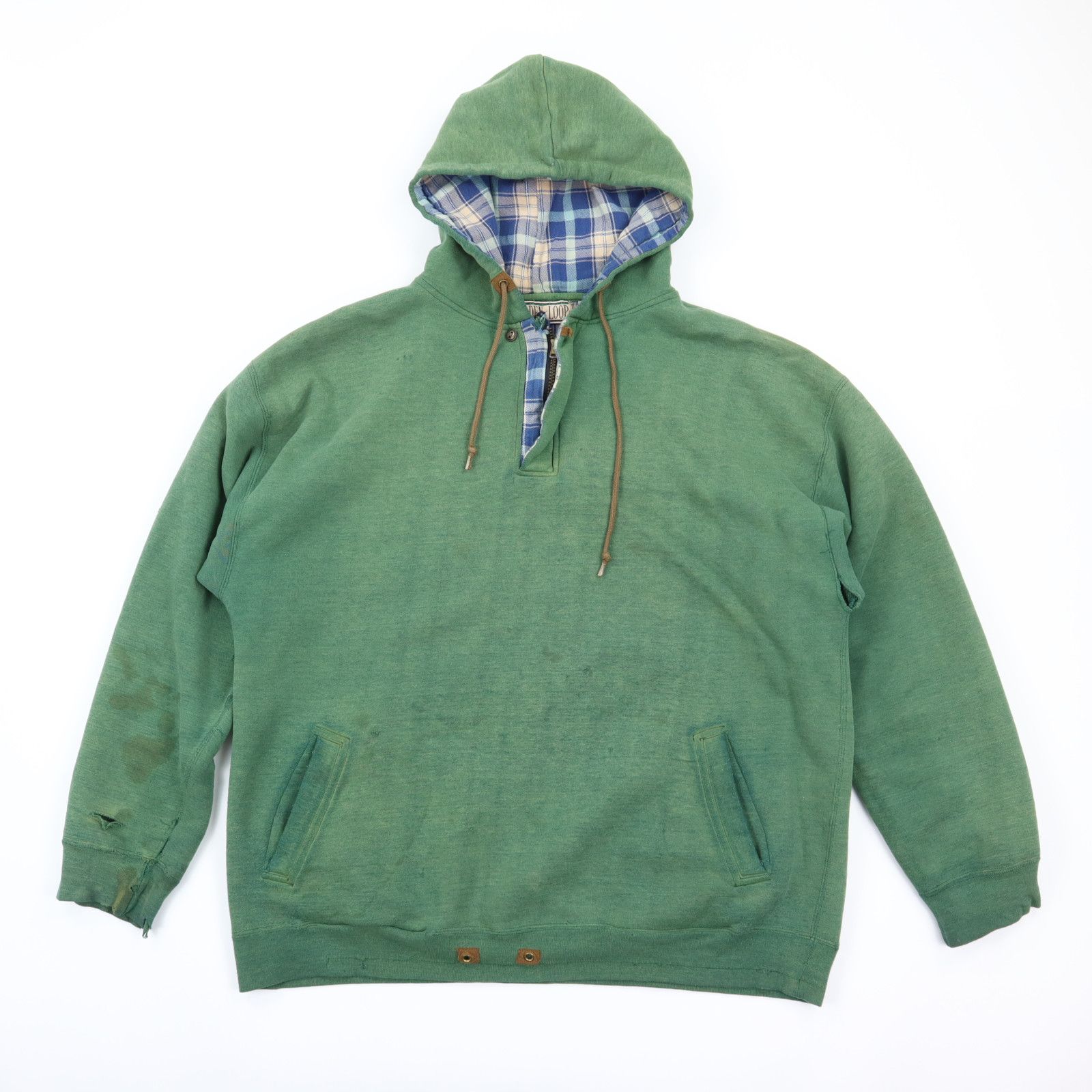 image of Vintage 90's Y2K Sun Faded Shoegazer Hoodie Sweatshirt in Green, Men's (Size XL)