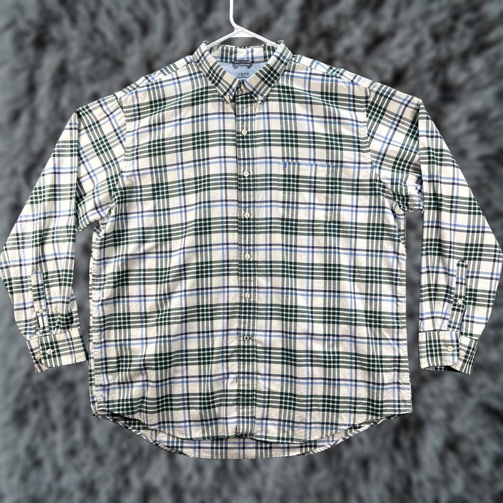 Izod IZOD Saltwater Shirt Mens 2XL Plaid Button Down Relaxed Classics Casual Preppy Size US XXL / EU 58 / 5 - 1 Thumbnail