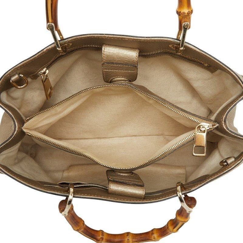 Gucci Gucci Bamboo Leather Handbag Gold Size ONE SIZE - 5 Thumbnail