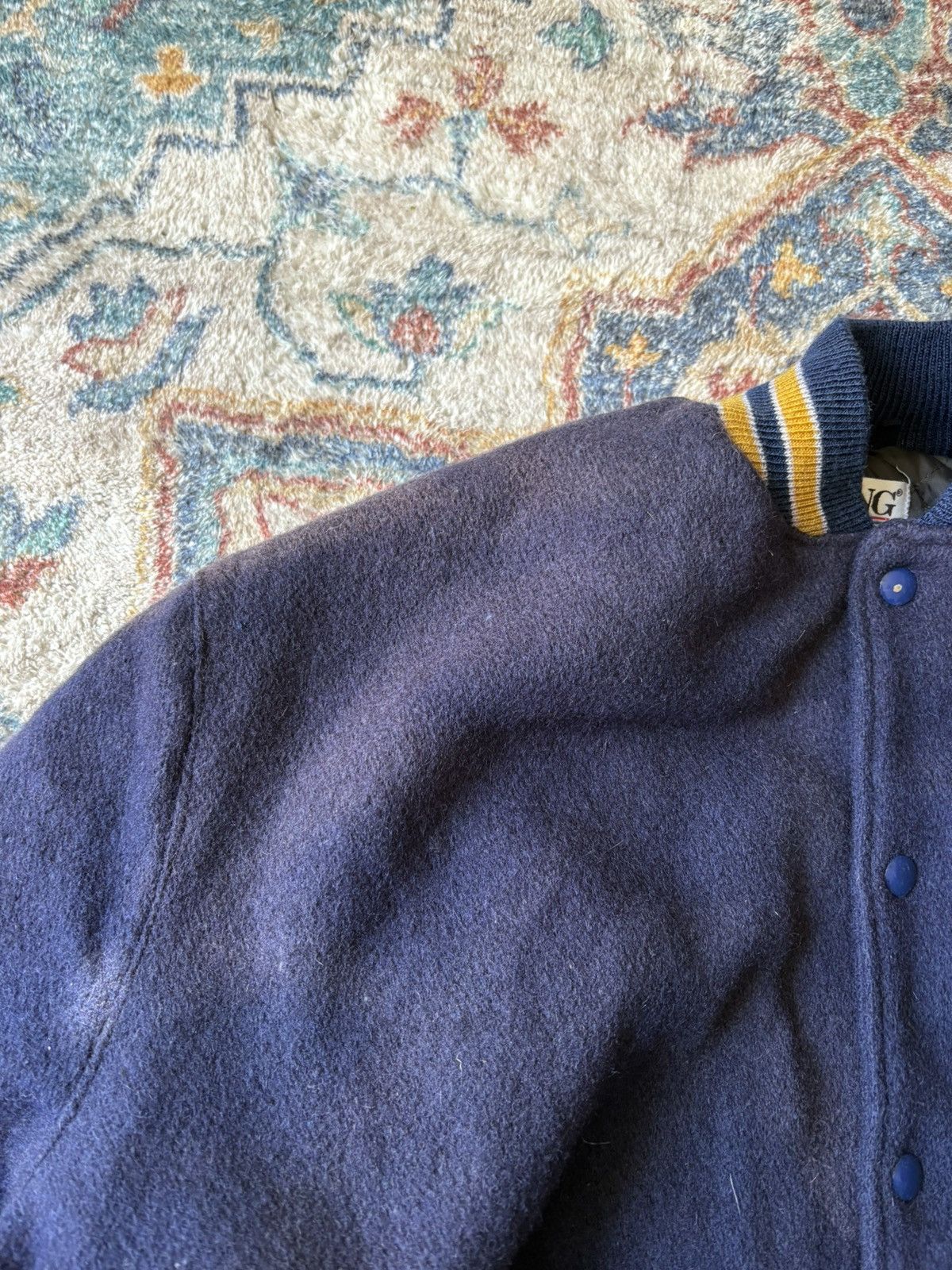 Delong Vintage 80s Delong Blue Blank Varsity Jacket Large Size US L / EU 52-54 / 3 - 4 Thumbnail