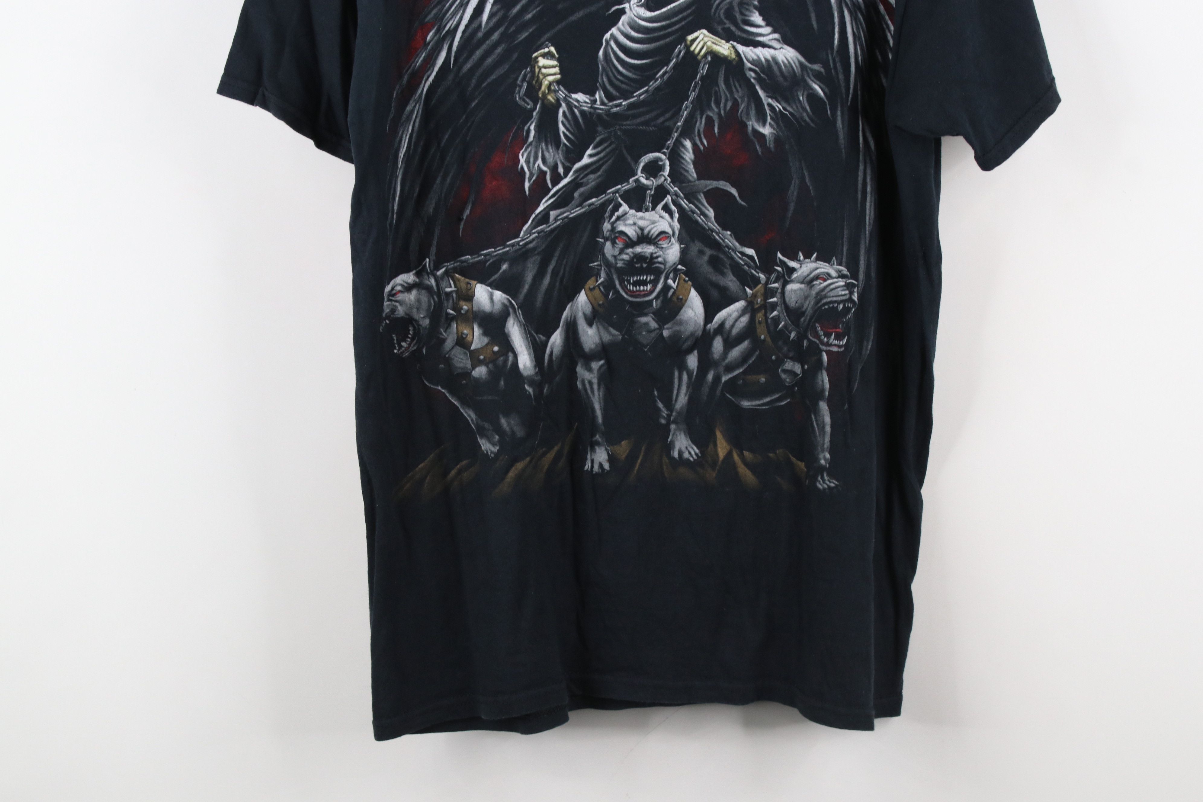 Vintage Vintage 90s Y2K Streetwear Grim Reaper Pitbull Dog T-Shirt Size US M / EU 48-50 / 2 - 3 Thumbnail
