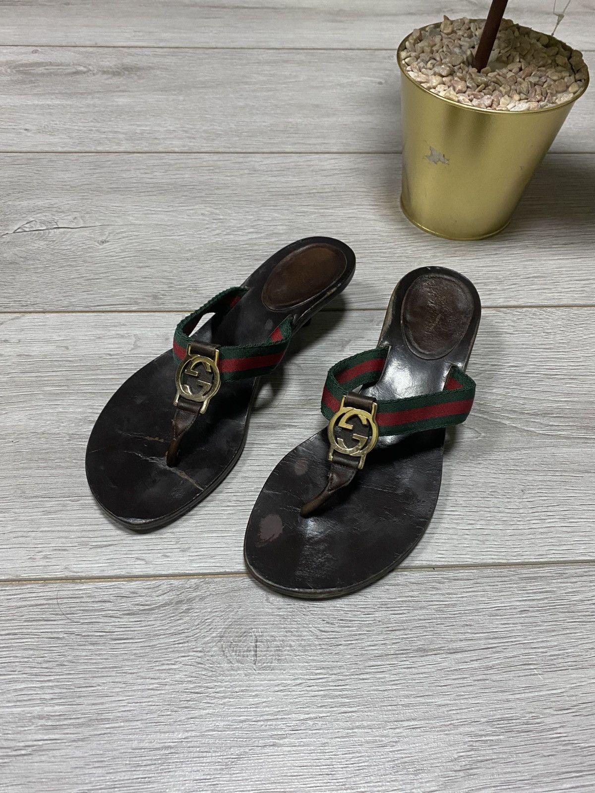 Gucci Dark Green Gg Fabric Ballerinas | Grailed