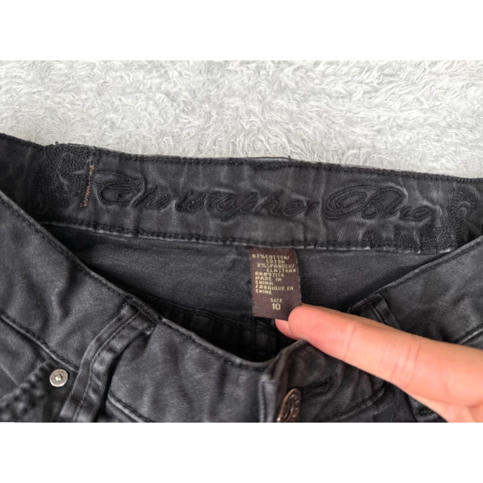 Denime VINTAGE Christopher Blue Jeans Women 10 Flared Denim Pants Black Cotton Blend Stretch Inseam 30 in Size 32" / US 10 / IT 46 - 6 Thumbnail