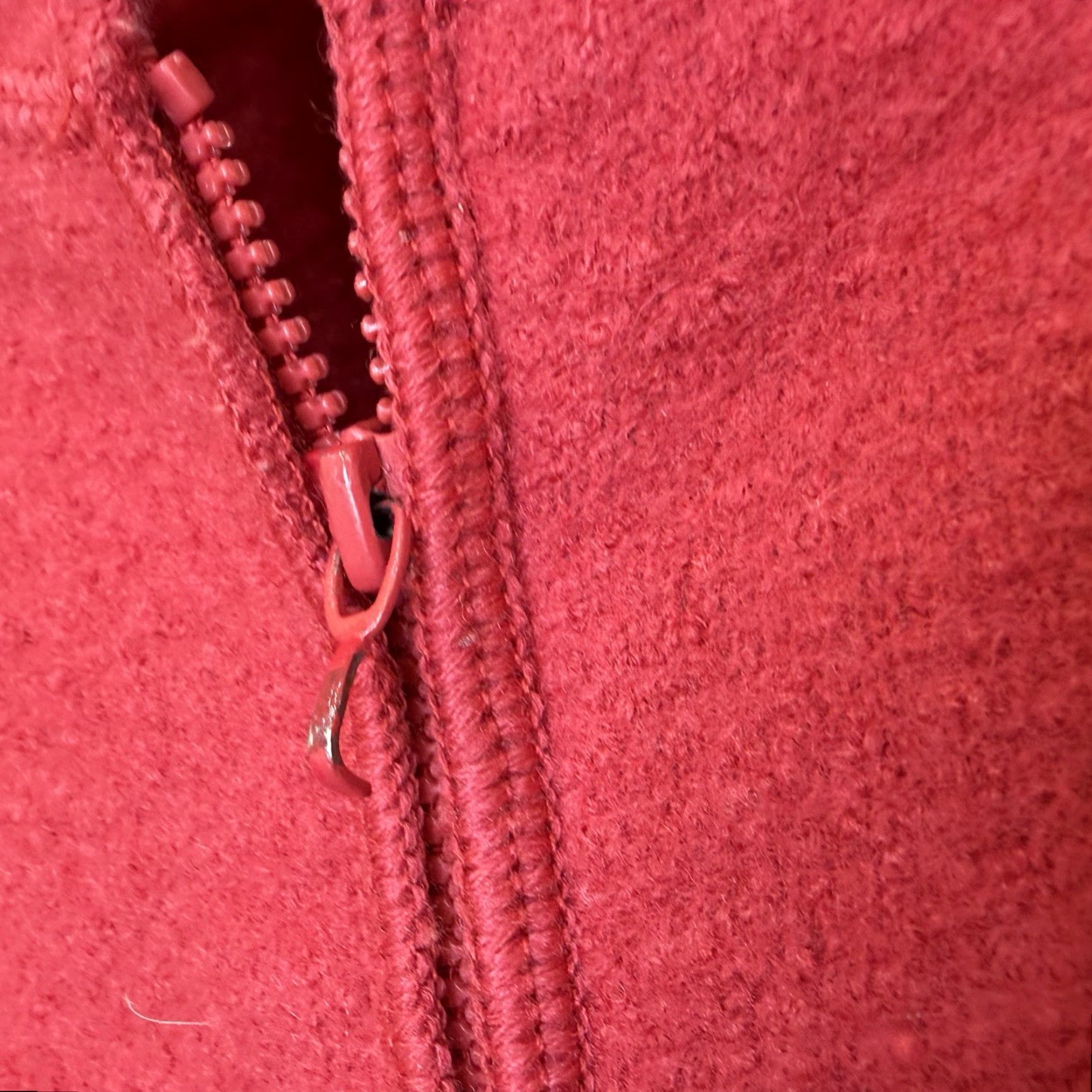 Eileen Fisher VINTAGE Eileen Fisher Pea Coat Jacket Women's Large Red 100% Wool Full Zip Pockets Size L / US 10 / IT 46 - 6 Thumbnail