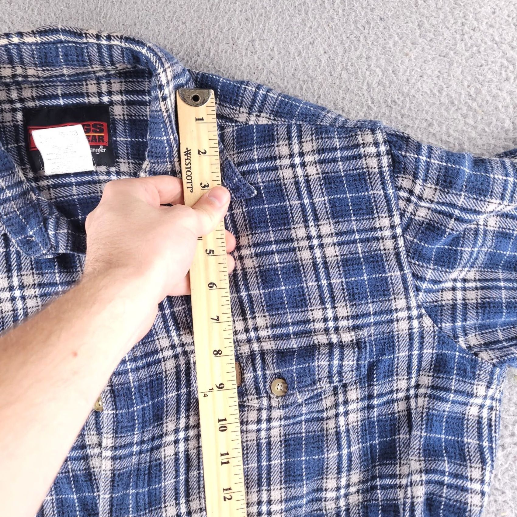 Wrangler VINTAGE Wrangler Riggs Workwear Shirt Mens Large Flannel Blue Plaid Check Thick Cotton Size US L / EU 52-54 / 3 - 6 Thumbnail