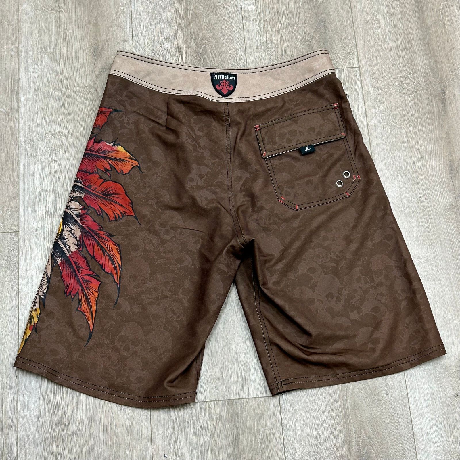 Affliction Affliction Brown Skull Cross Board Shorts Trunks Size 32 Size US 32 / EU 48 - 6 Thumbnail