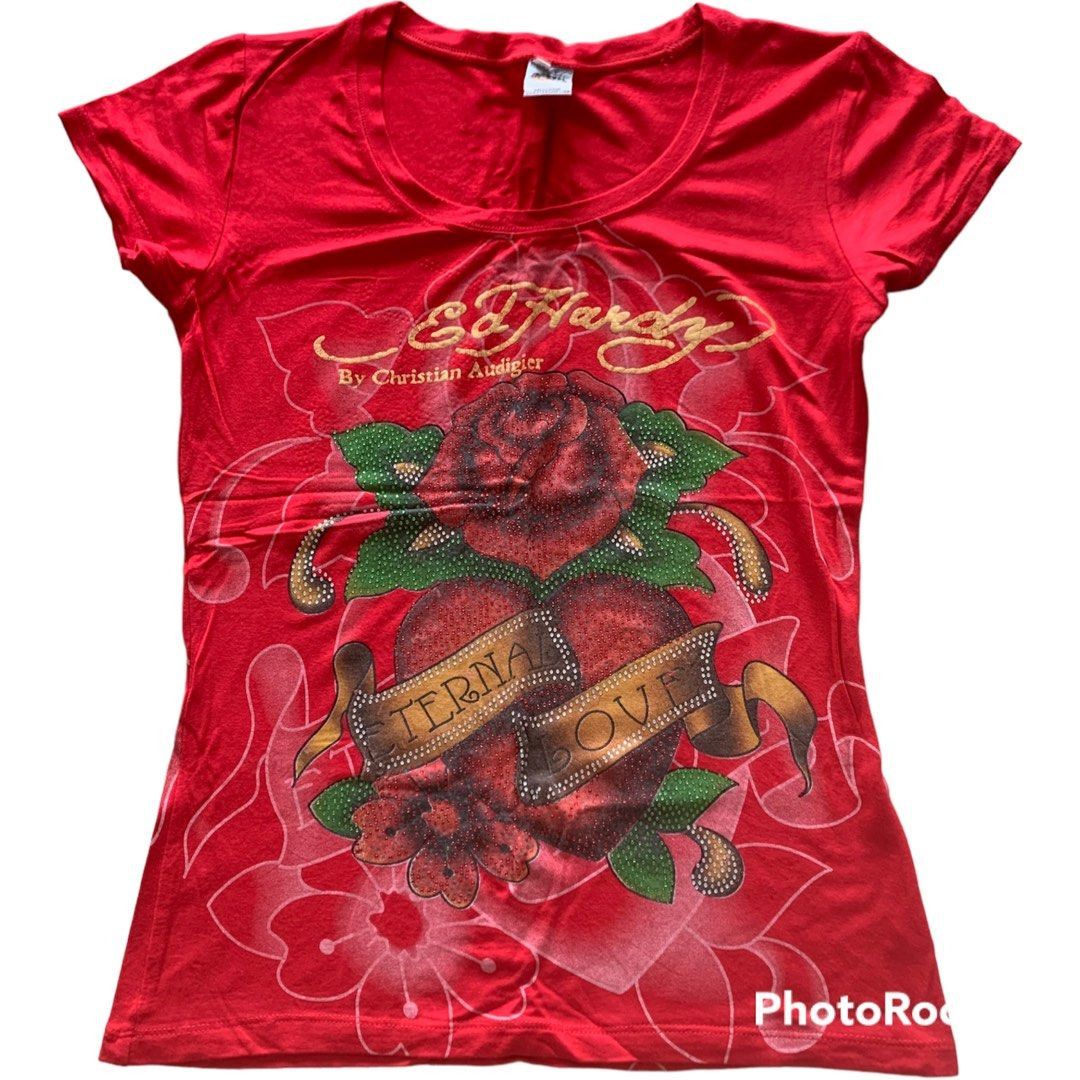 Ed Hardy Authentic Ed Hardy by Christian Audigier Red Graphic Tee Size M / US 6-8 / IT 42-44 - 1 Thumbnail