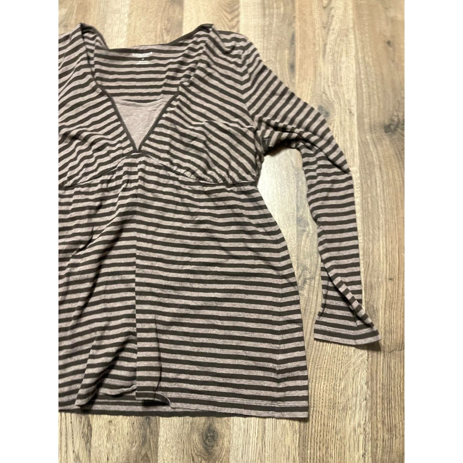 Vintage Sonoma Shirt Women's Size Large Brown Light Brown Striped Long Sleeve Size L / US 10 / IT 46 - 4 Thumbnail