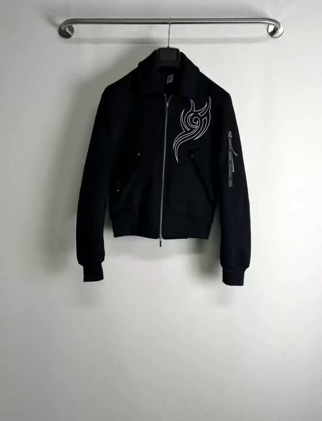 dior atelier wool flame embroidered zip jacket