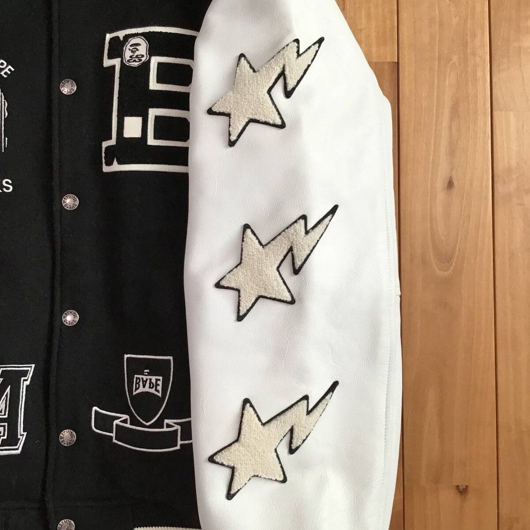 Bape Leather Sleeve Varsity Jacket BAPE STA LOGO a bathing ape Size US XL / EU 56 / 4 - 5 Thumbnail