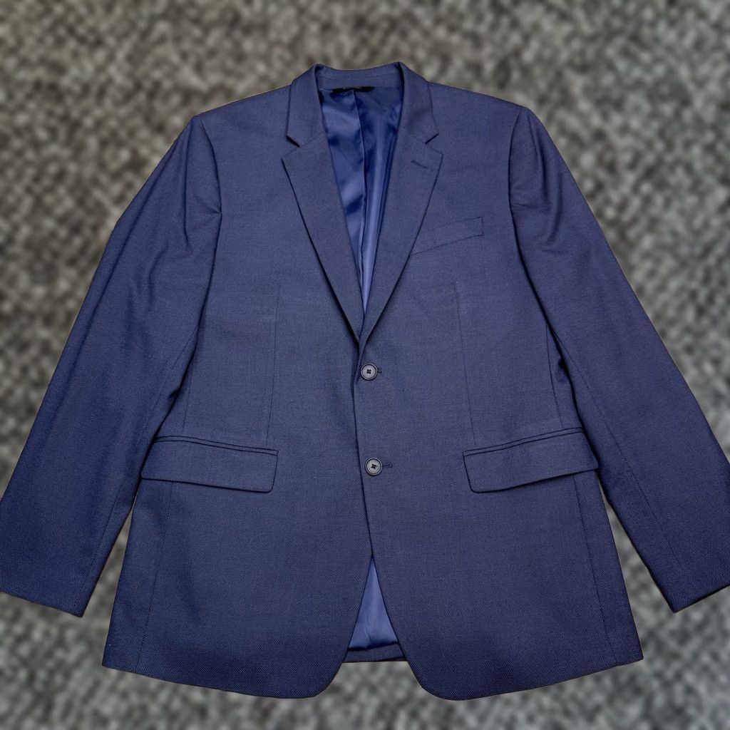 Banana Republic Banana Republic Blazer Navy Blue 42R Regular Fit Stretch Notch Lapel 2-Button Jacket Men Business Formal Winter Spring Summer Fall Bleisure Dressy Size 42R - 1 Thumbnail