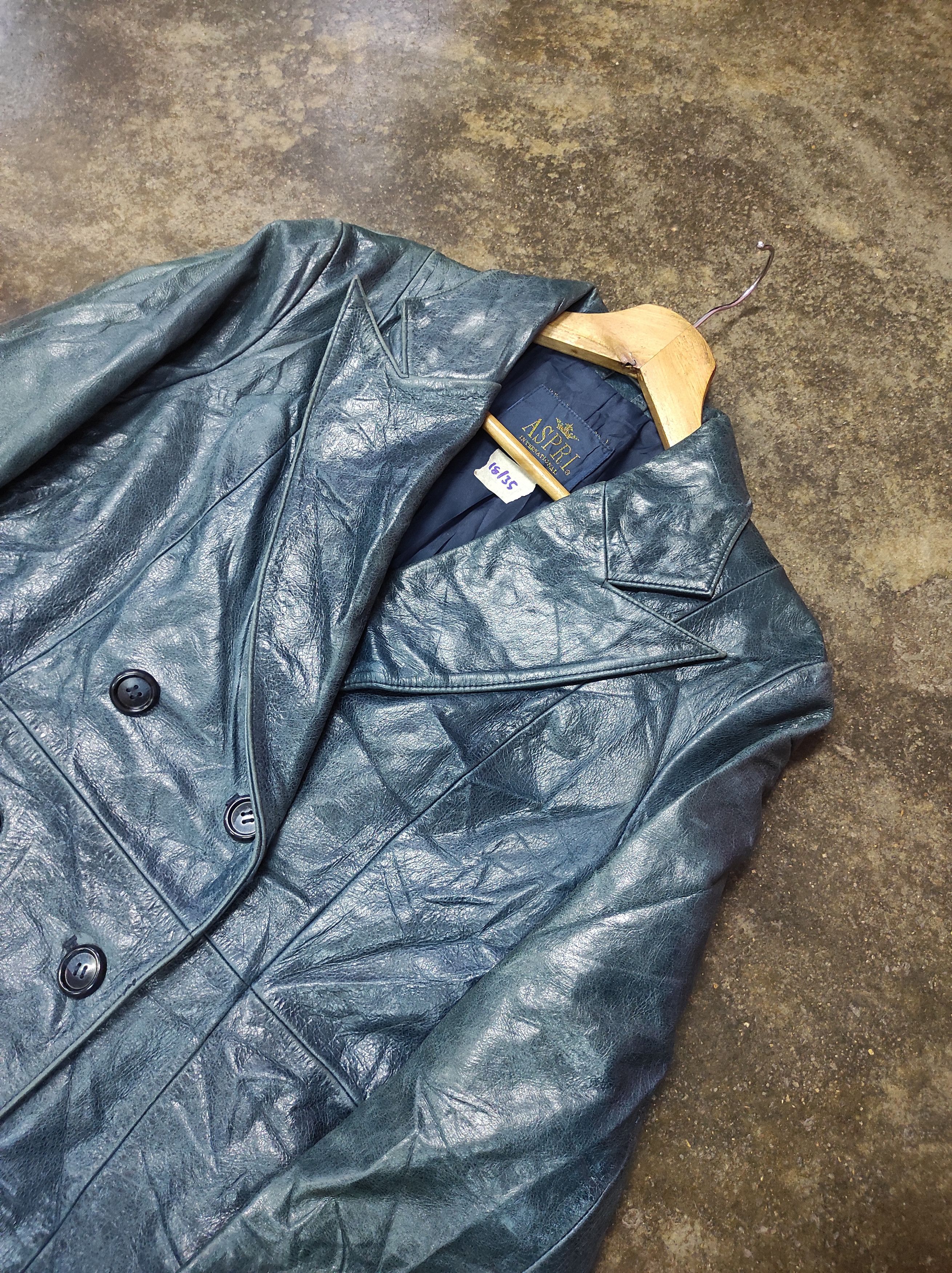 Genuine Leather ASPRI DOUBLE BREASTED LEATHER COAT OVERCOAT LONG JACKET Size L / US 10 / IT 46 - 2 Thumbnail