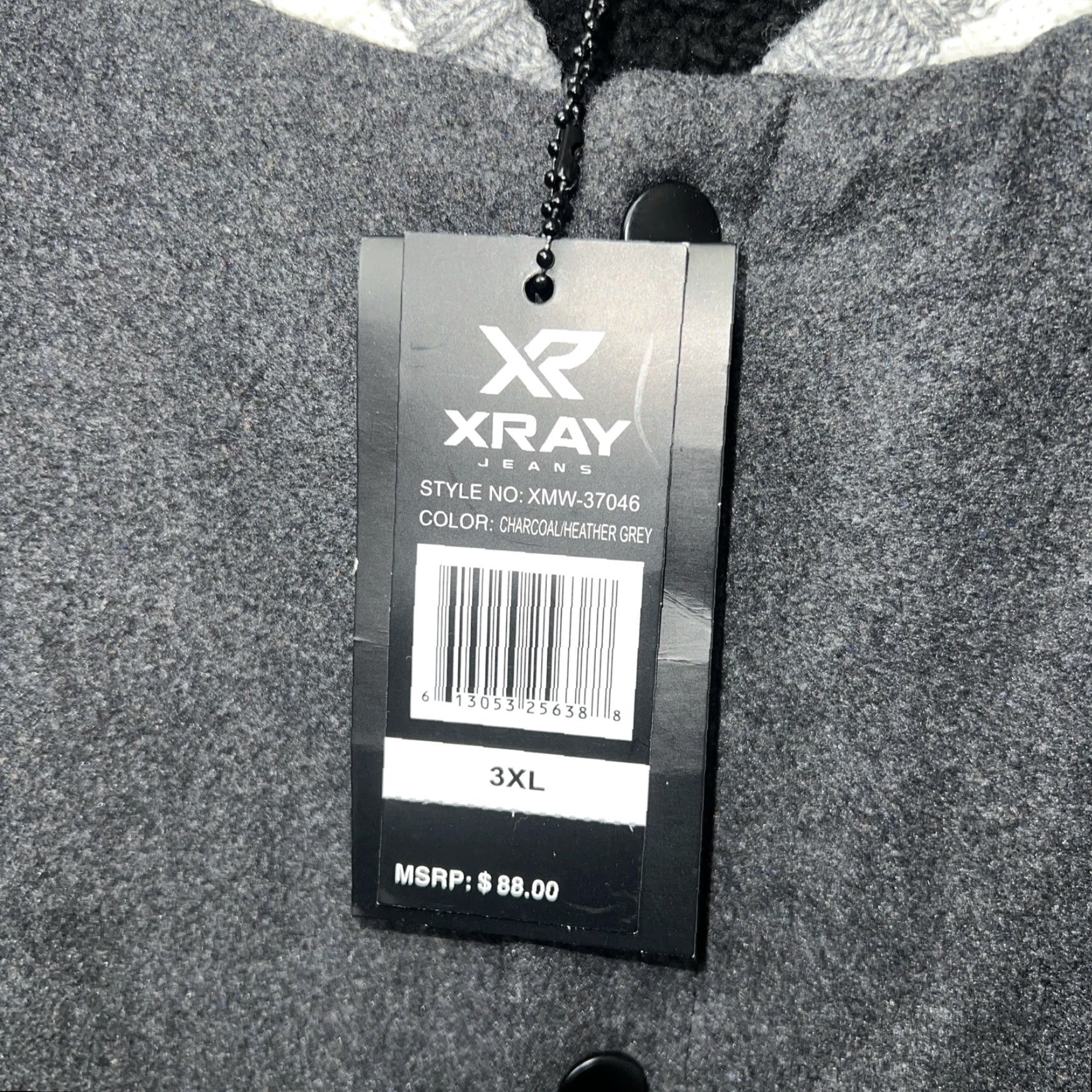 Vintage XRAY Jeans Gray Fleece Lined Bomber Jacket Mens 3XL Size US 39 - 3 Thumbnail