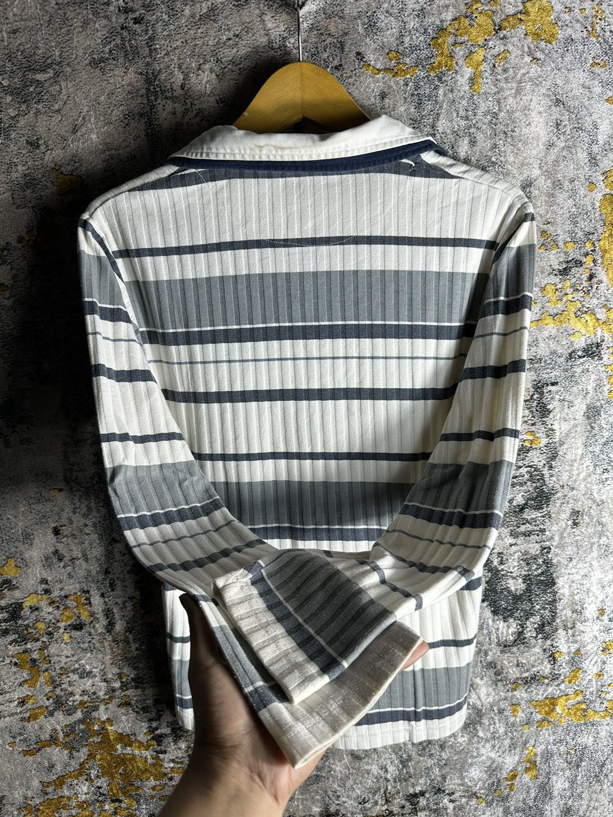 Yohji Yamamoto STOG WAVY STRIPED UNDEFINED DOUBLE LAYER SHIRT WESTERN Size US M / EU 48-50 / 2 - 6 Thumbnail