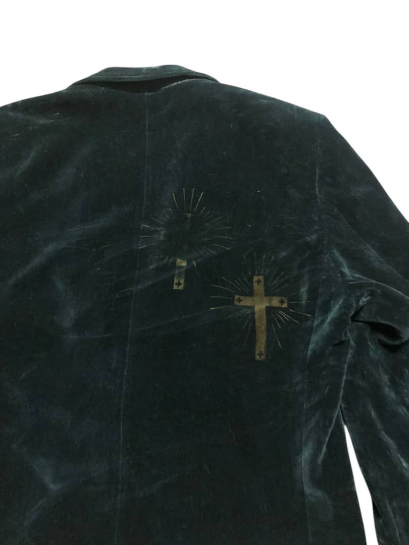 N.Hoolywood N.Hoolywood Green Velvet Blazer Cross Printed Deaign Size US S / EU 44-46 / 1 - 8 Thumbnail