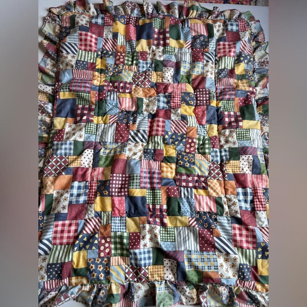 Designer Vintage Teddy Bear Themed Quilted Crib Blanket Size ONE SIZE - 3 Thumbnail
