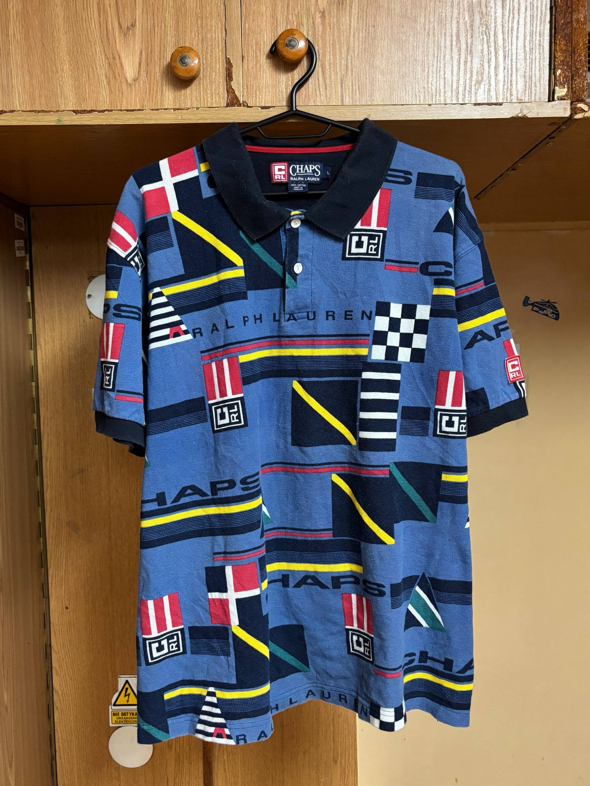 Polo Ralph Lauren 👕 Chaps Ralph Lauren Vintage Polo – Nautical Flag Print Size US L / EU 52-54 / 3 - 1 Thumbnail