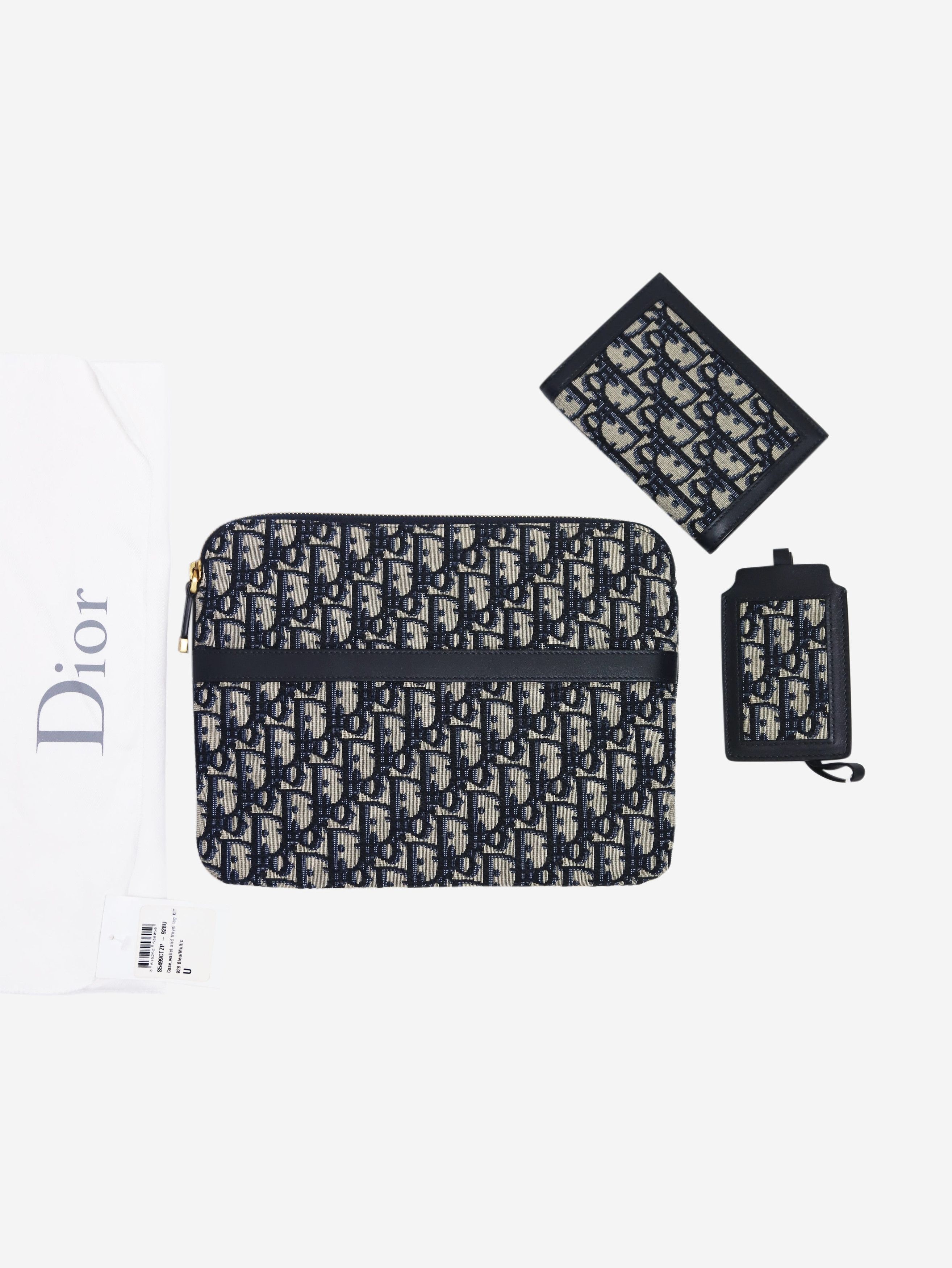 image of Dior Blue Oblique Travel Pouch, Women's