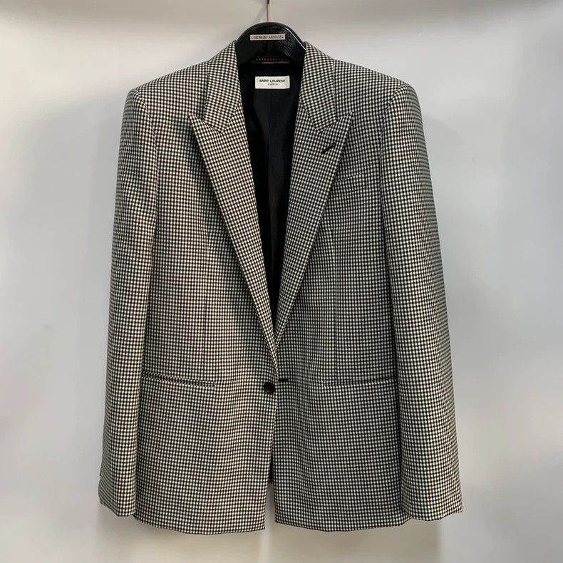 Saint Laurent Paris saint Laurent parisSingle button houndstooth blazer 2503-N Size 50R - 1 Thumbnail