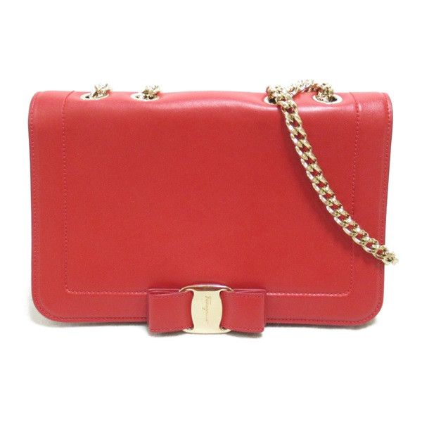image of Salvatore Ferragamo Vara Bow Leather Crossbody Bag in Red, Women's