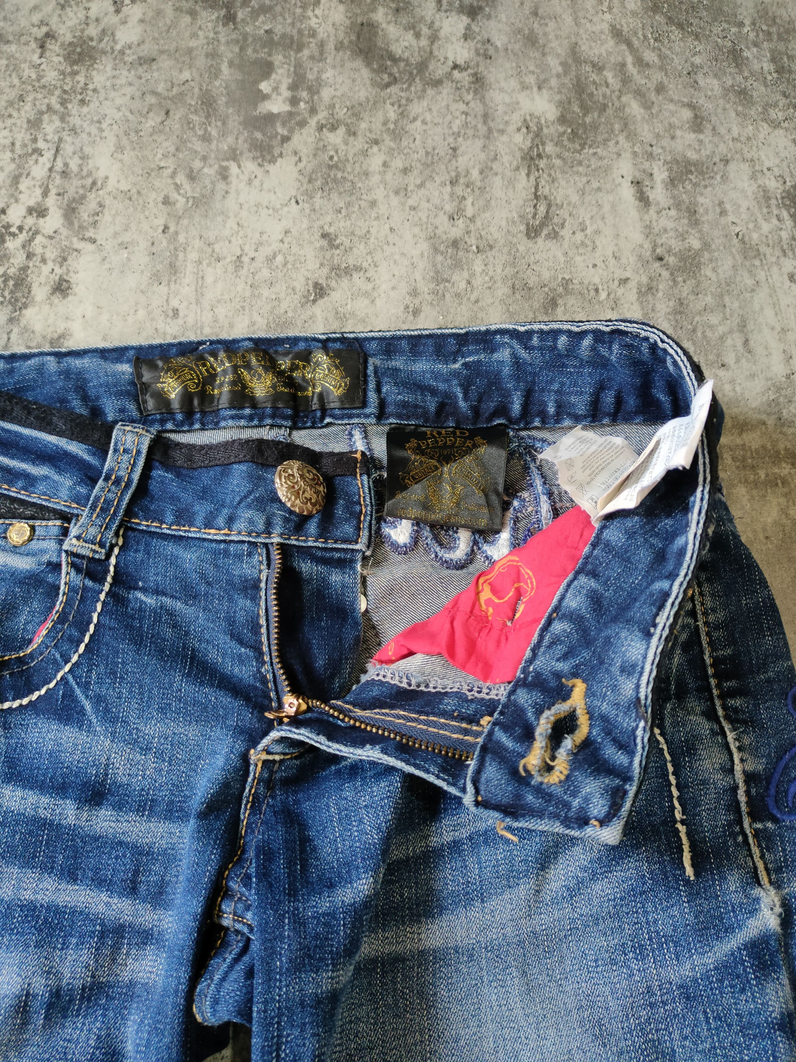 Hysteric Glamour × If Six Was Nine × Le Grande Bleu (L.G.B.) Red Pepper Butterfly Embordired Jeans Size 29" - 18 Thumbnail