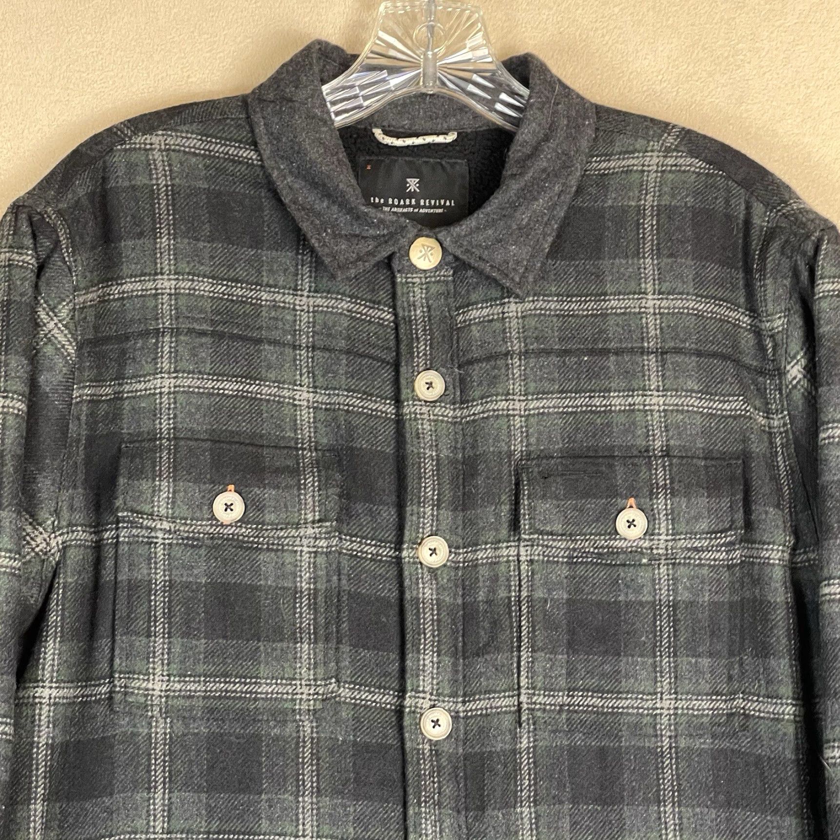 Roark Roark Mens Jacket Heavyweight Gray Green Plaid Sherpa Lined Utility Military Style Jacket M Men Size US M / EU 48-50 / 2 - 2 Thumbnail